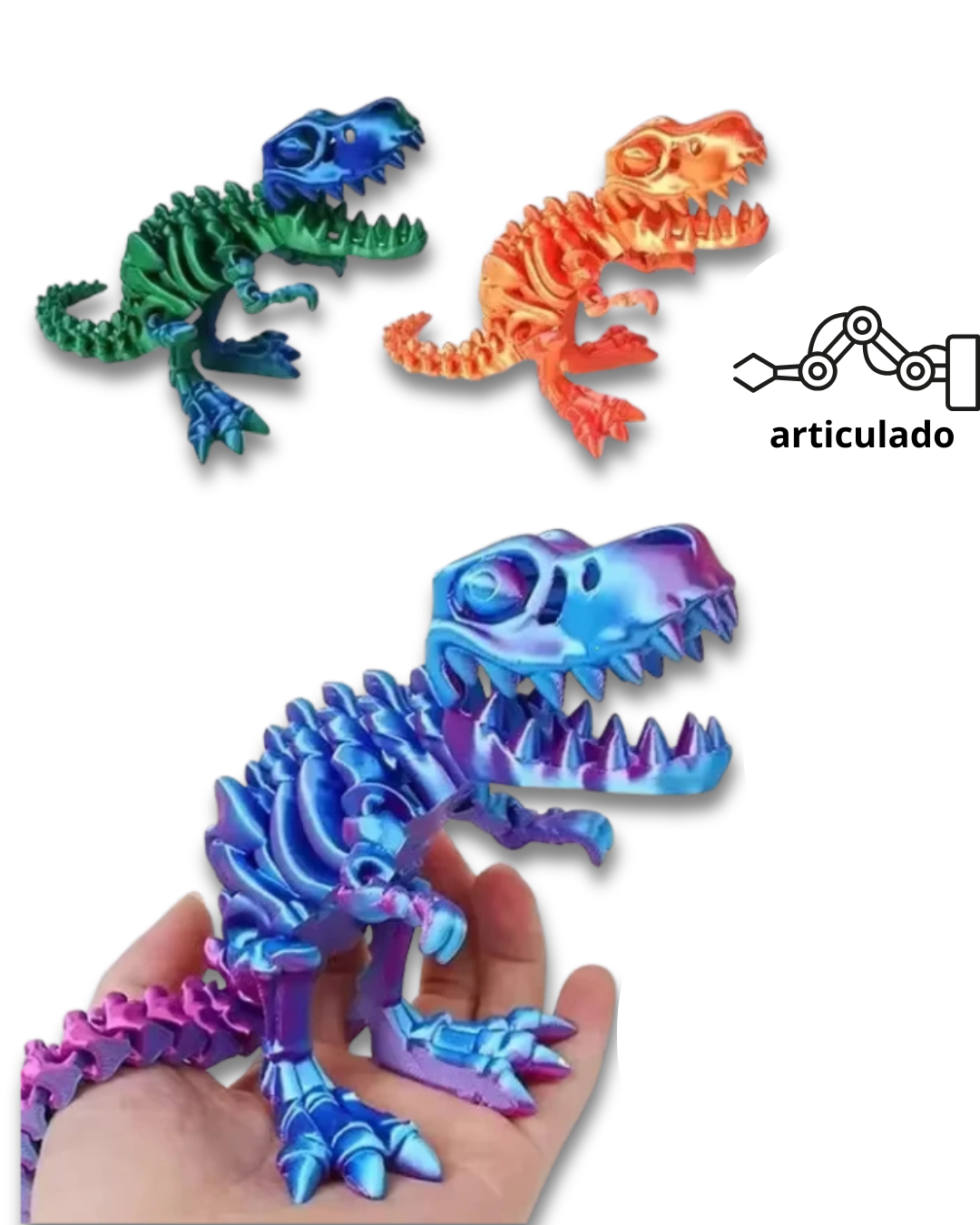 Prime Rex — Esqueleto T-Rex Articulado com Brilho Neon