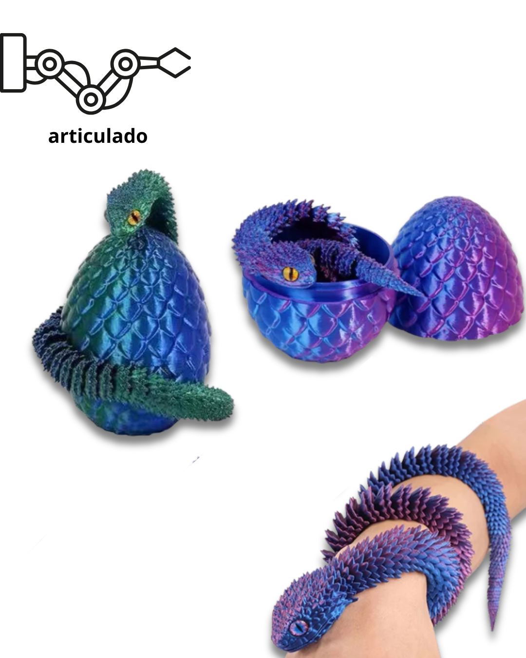 Viperis Genesis — Serpente Articulada 3D com Ovo