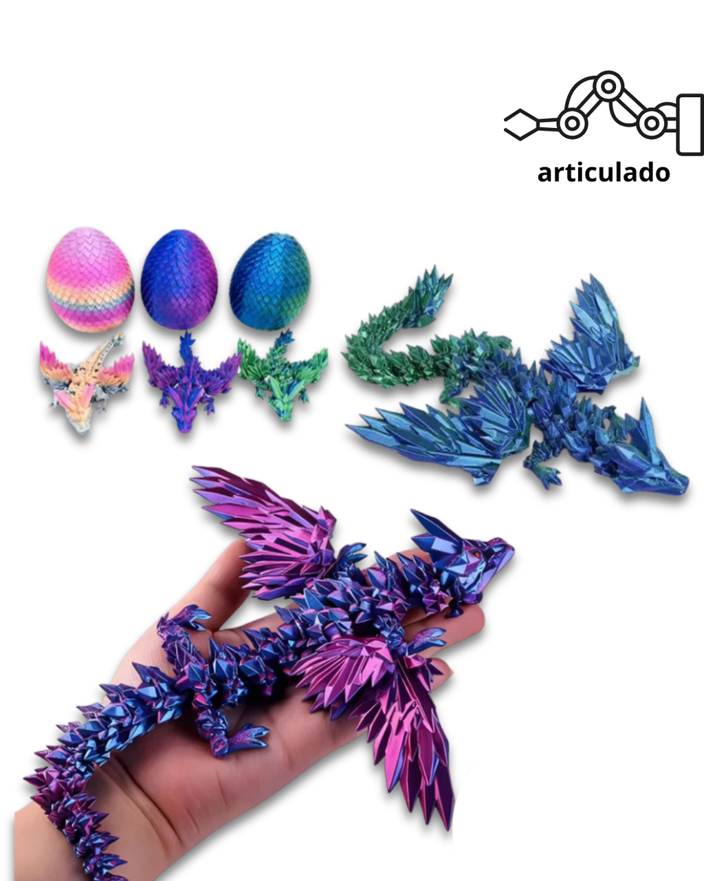 Draco Genesis — Dragão Articulado 3D com Ovo de Cristal
